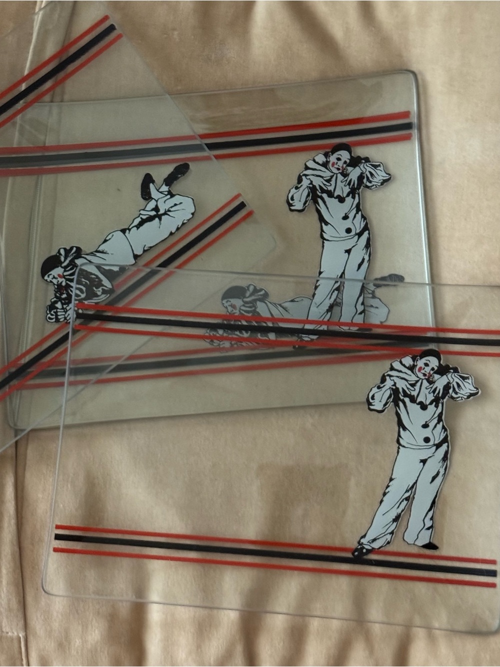 Vintage Pierrot Lucite Salad Plate Set